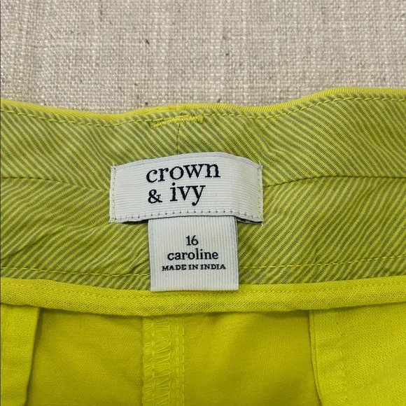 Crown and Ivy Shorts Women’s 16 Lime Caroline NWT Resort Travel - Picture 3 of 9